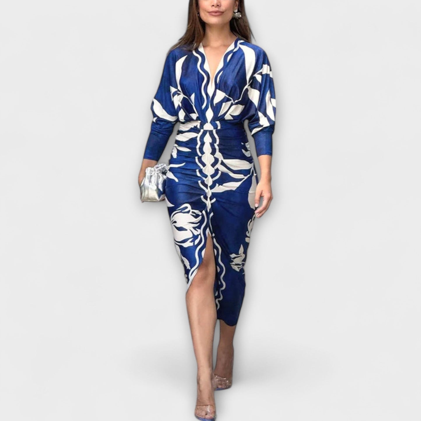 Cleo - Einzigartiges Dolman Midi Kleid mit brasilianischem Druck