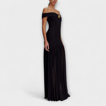 Maelie - Stilvolles trägerloses Bodycon-Maxikleid mit floralen Verzierungen