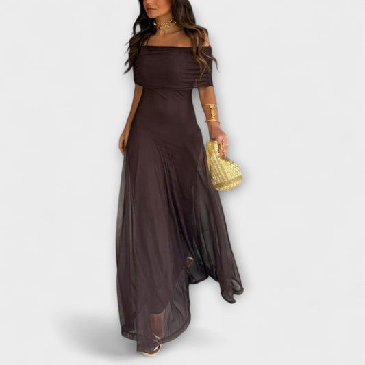 Wiese - Toledo Ein-Schulter Mesh Maxi Kleid
