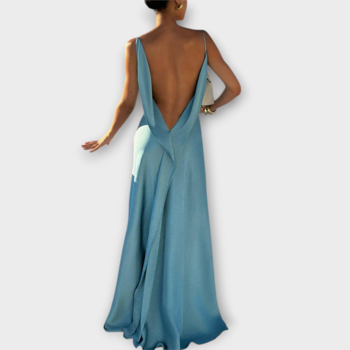 Hallie - Schickes Satin-Maxikleid mit Hohem Schlitz