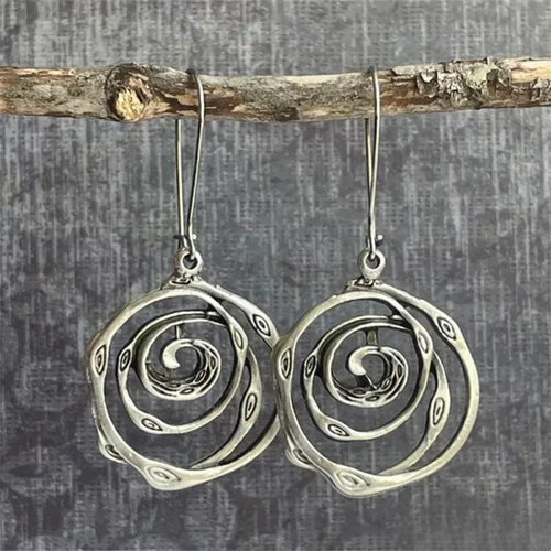 Retro Silber Ohrringe im Labyrinth-Design