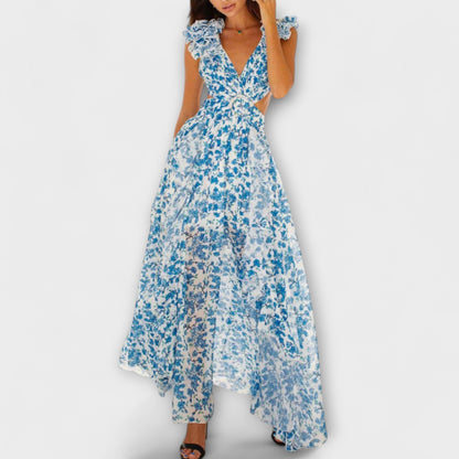 Elin - Maxikleid mit Rüschensaum und Cut-Out-Details