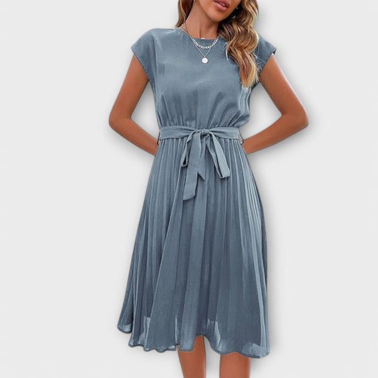 Claire - Kurzarm, Faltenwurf, Lässiges Midi-Kleid