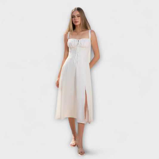 Hoffnung - Rüschentop Kleid mit Schlitzdetail