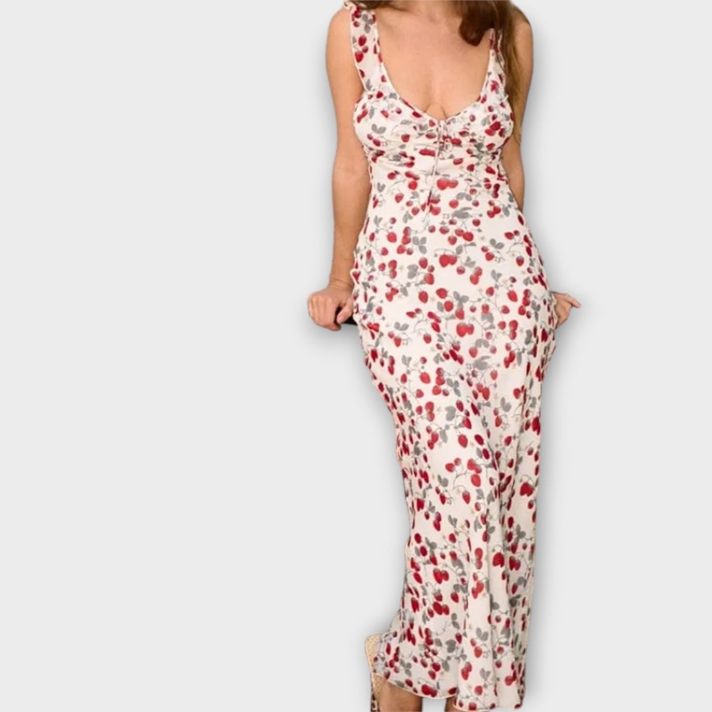 Kryptografisches Blumenmuster Plunge Maxikleid