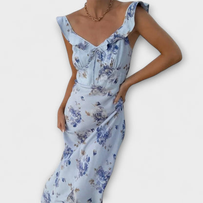 Kryptografisches Blumenmuster Plunge Maxikleid