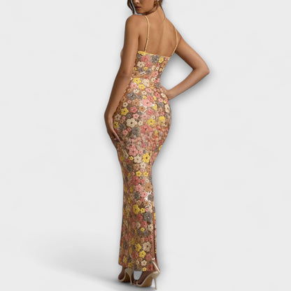 Oakley - Maxikleid mit floralen Pailletten im 80er-Stil