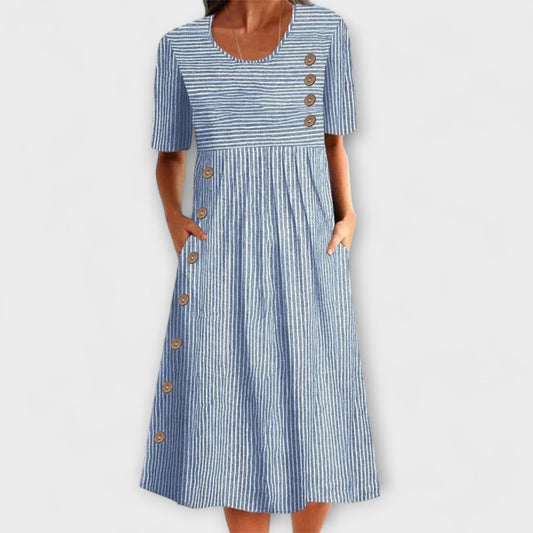 Luisa – Gestreiftes Premium Midi-Kleid