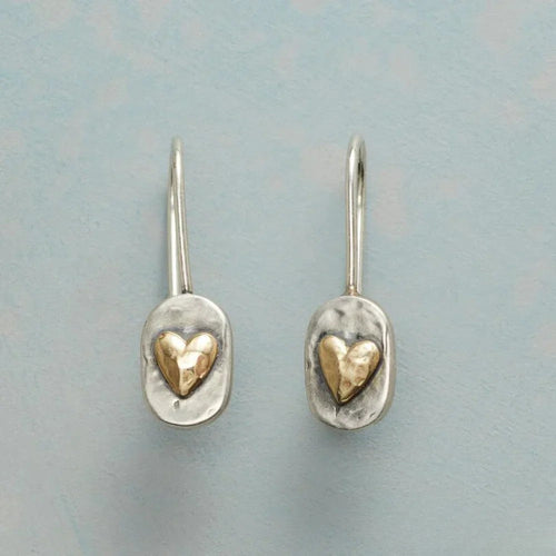 Vintage Silber Ohrringe mit Goldenem Herz